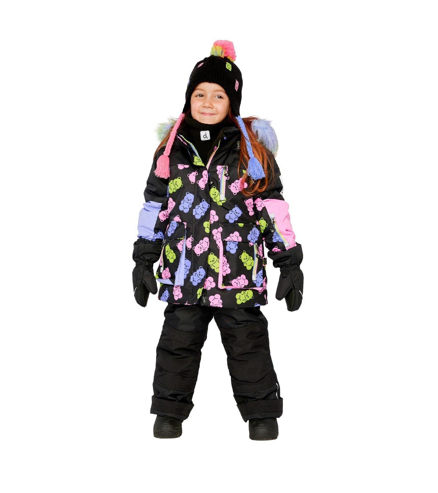 Little and Big Girl (6-14) Two Piece Play Snowsuit Gummy Bear Print