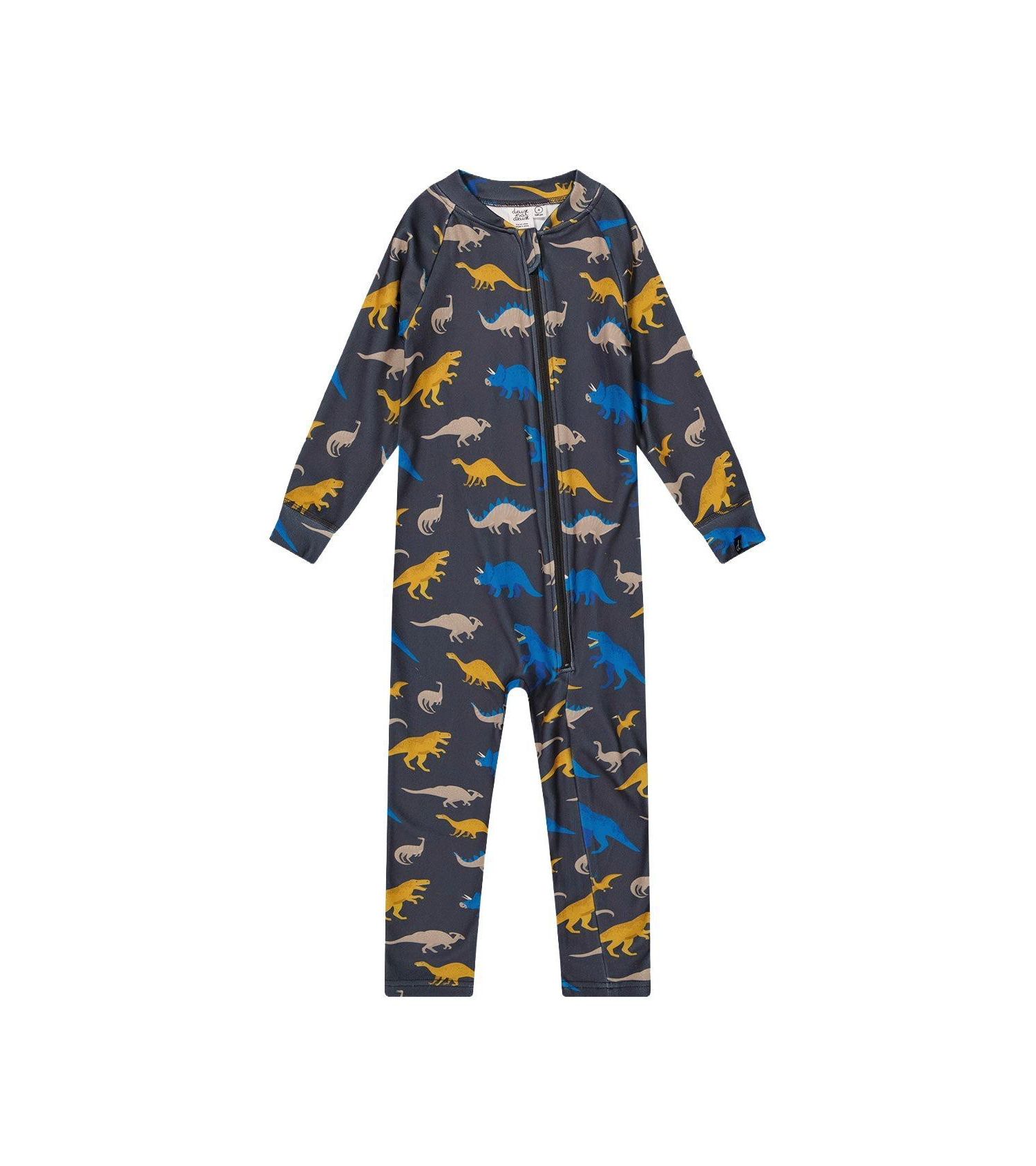 Little and Big Boy (6-14) One Piece Thermal Underwear Dinosaur Print