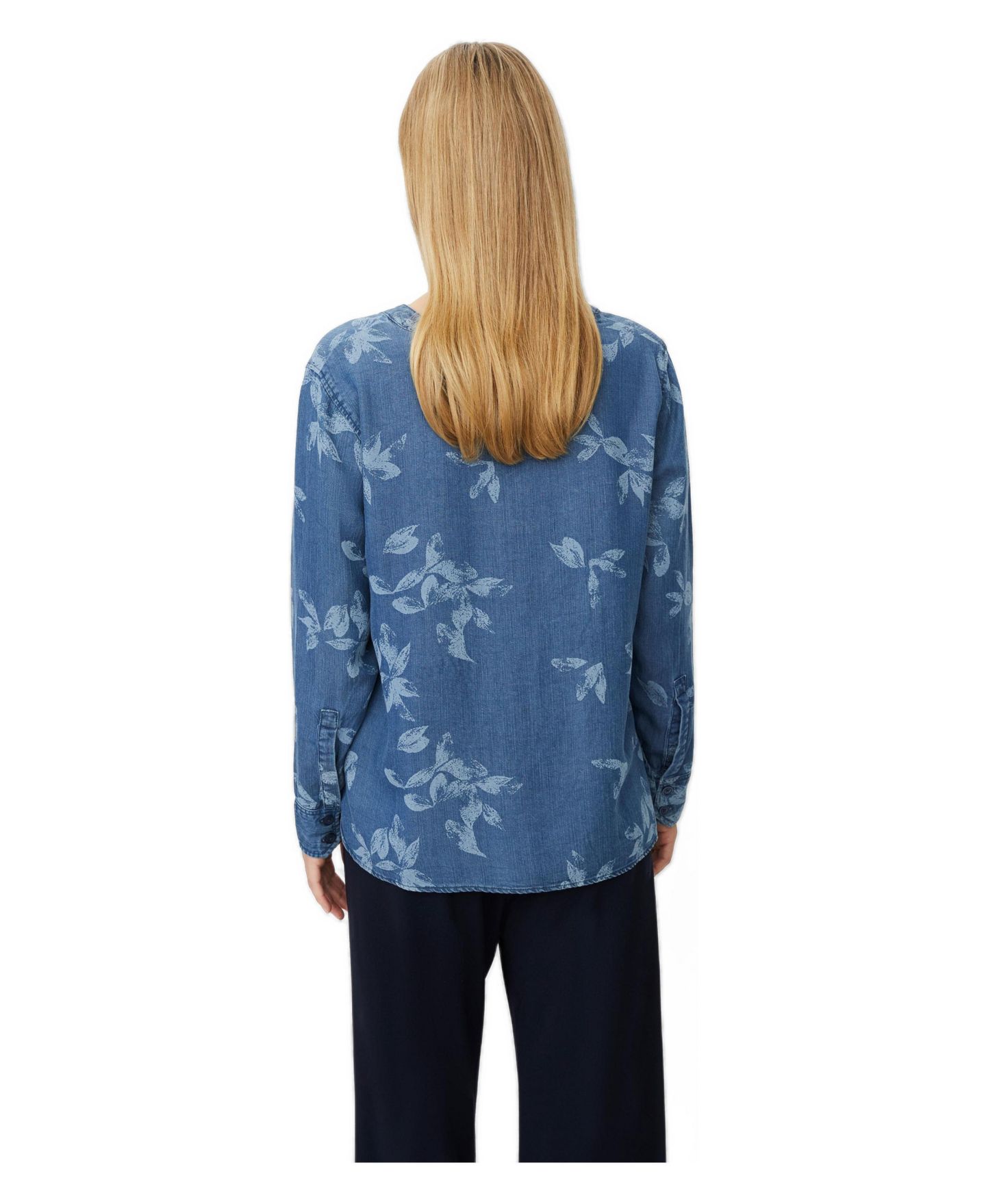 Женская блузка Masai Copenhagen MaDariane Floral Long-Sleeve Denim, цвет: Синий джинсовый — фото 3