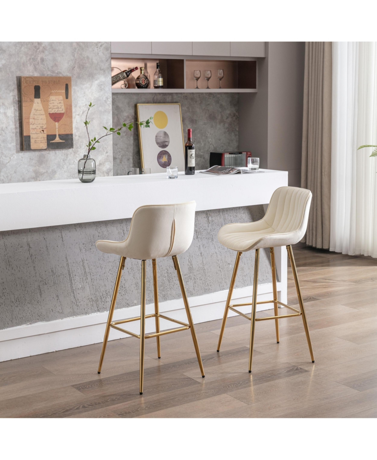 flynama 30" Velvet Counter Stools Set of 2