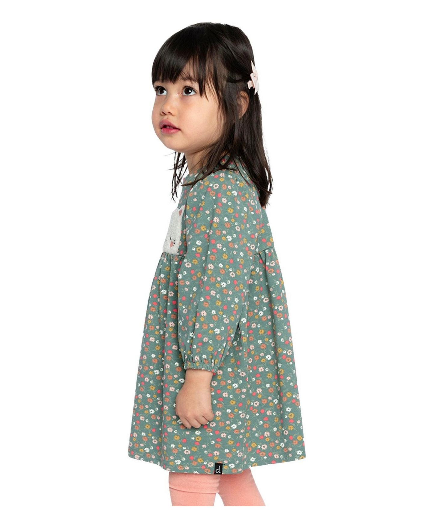Платье Deux par Deux Cotton Printed Dress для девочек, цвет: Зелёный с принтом — фото 3