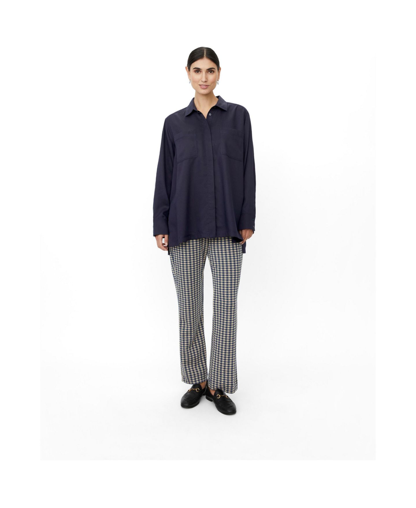 Женская рубашка Masai Copenhagen Maitaliane Oversized Button-Up Long-Sleeve, цвет: Тёмно-синий — фото 2