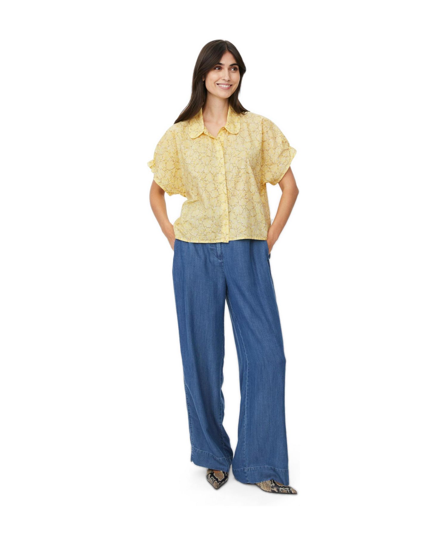 Women's MaIndorix Floral Short-Sleeve Ruffle-Cuff Shirt