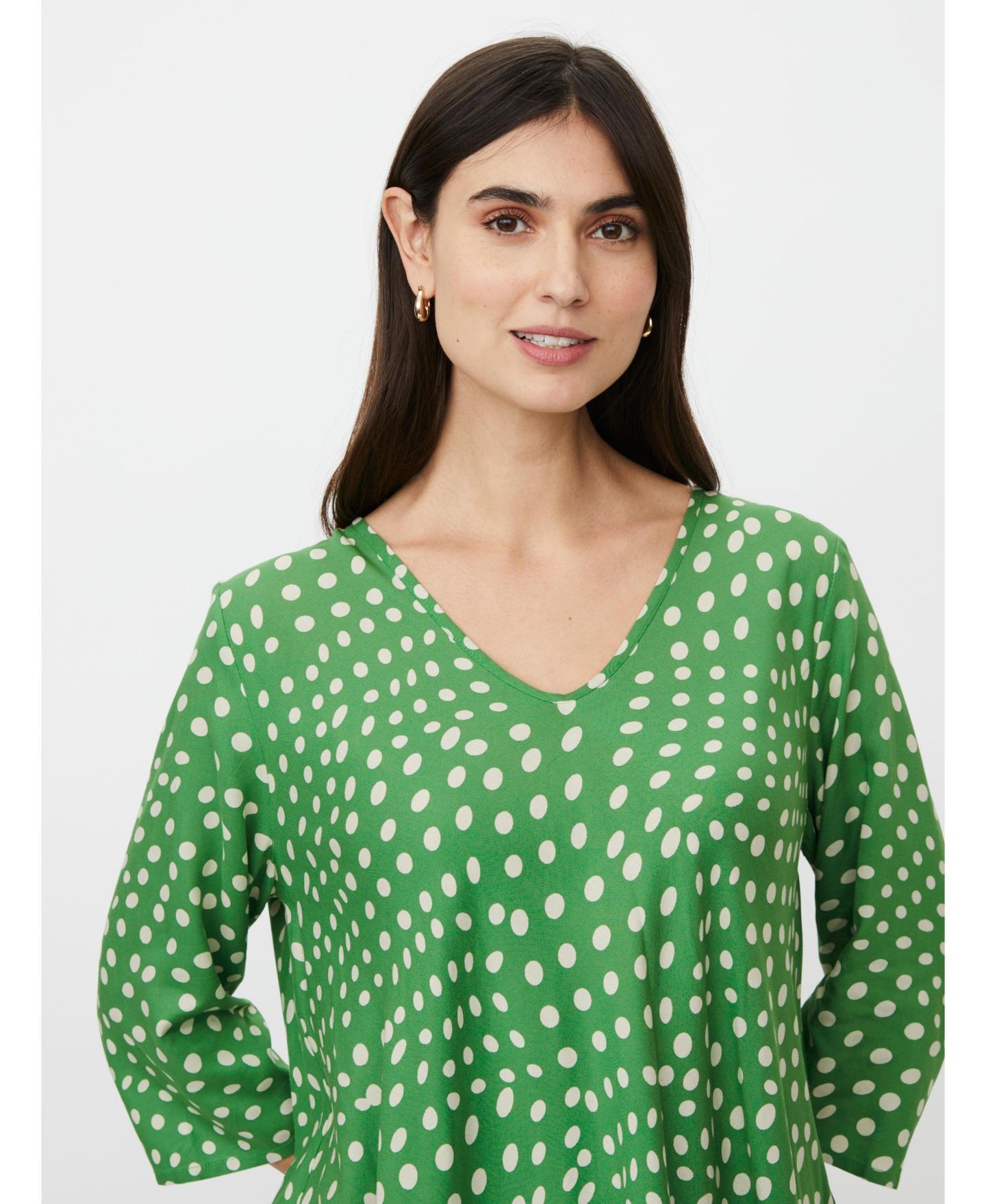 Женская блузка Masai Copenhagen MaKatacia V-Neck 3/4-Sleeve Polka-Dot, цвет: Мятный зелёный — фото 4