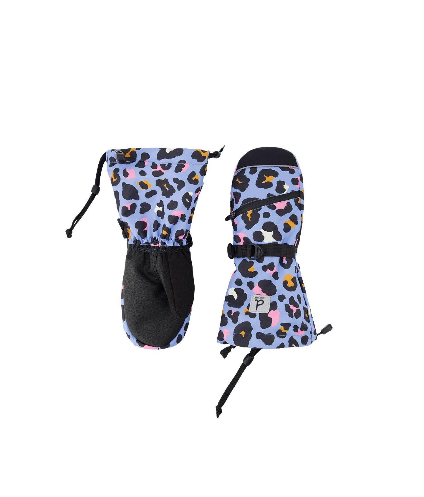 Перчатки Deux par Deux Leopard Print Teknik Winter Mittens для девочек, цвет: Синий леопардовый с принтом — фото 1