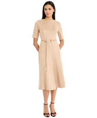 Women's Short-Sleeve Crewneck Fit & Flare Dress