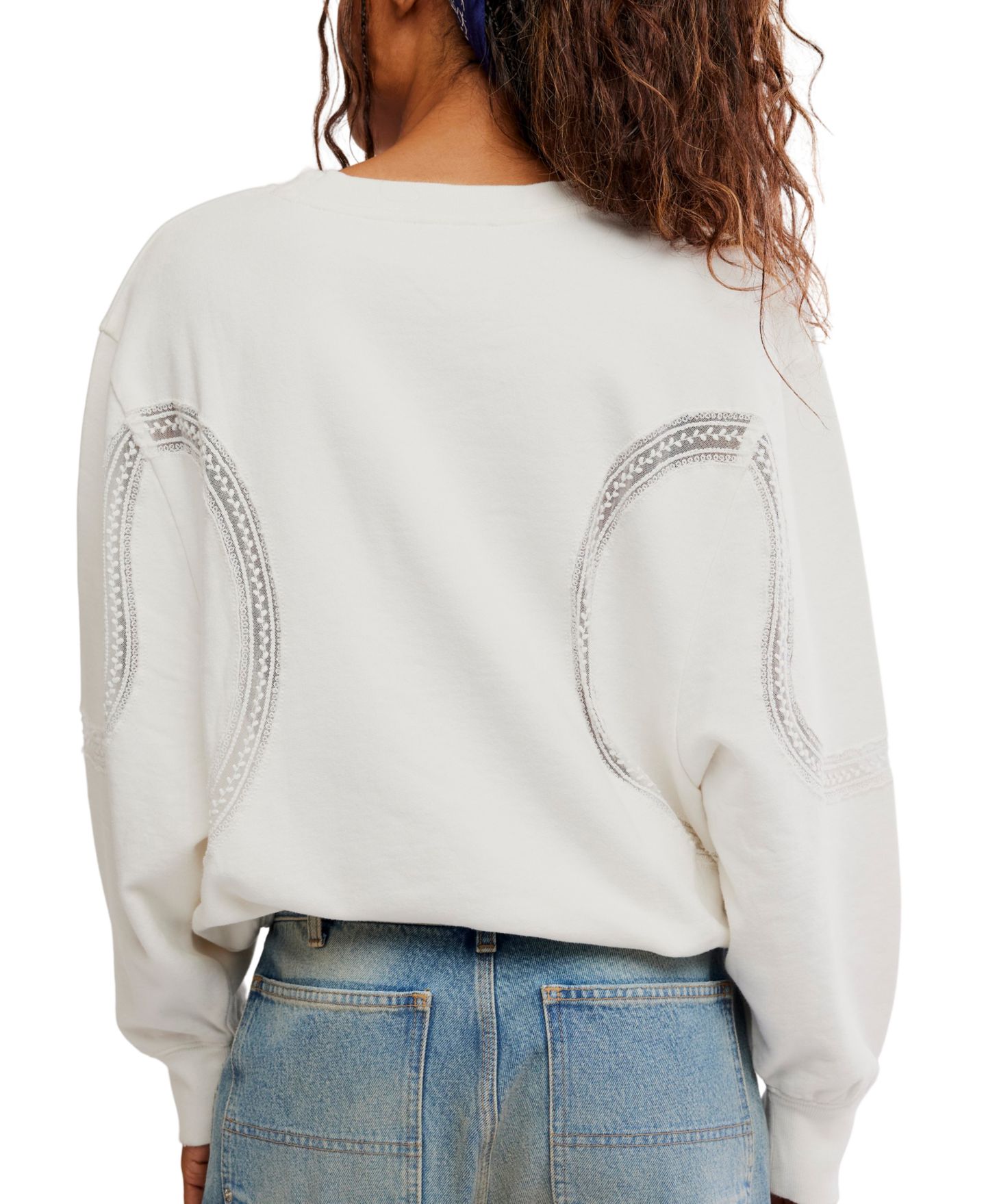 Женский свитшот Free People Love Lace Oversized Sweatshirt, цвет: Слоновая кость — фото 5