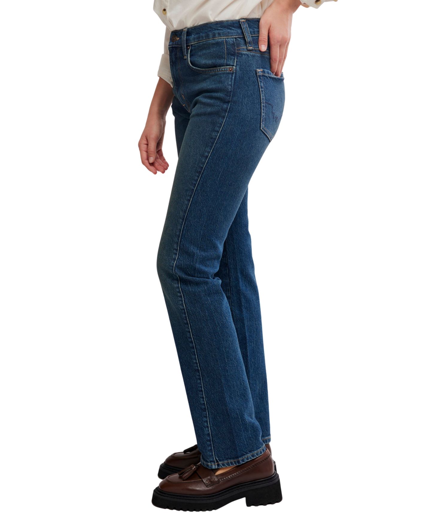 Женские джинсы Free People Edie High-Rise Tapered, цвет: Синий — фото 3