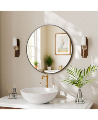Round Bathroom Mirror, Aluminum Alloy Frame