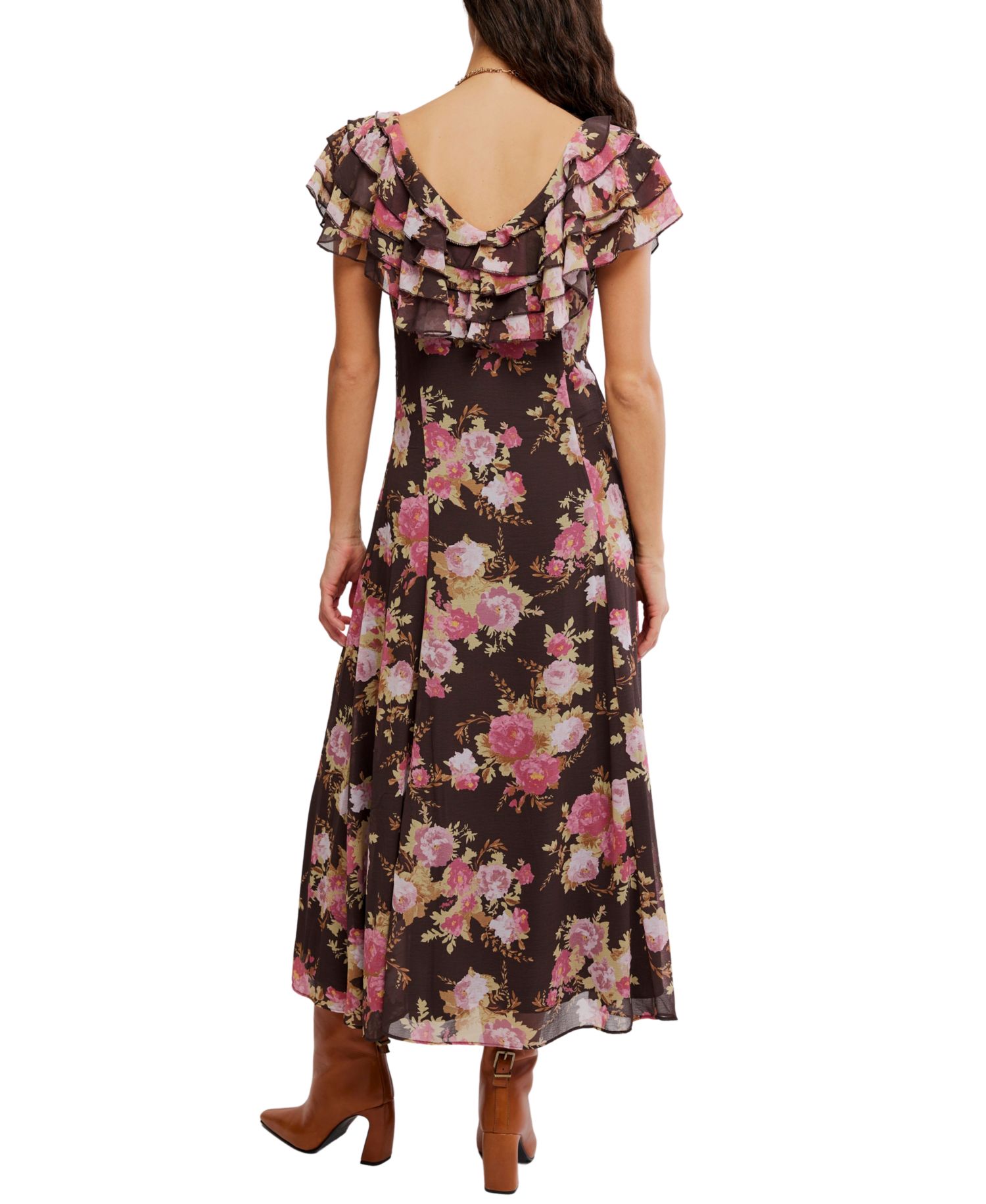 Women's Forsythia Maxi Floral-Print Short-Sleeve V-Neck Dress