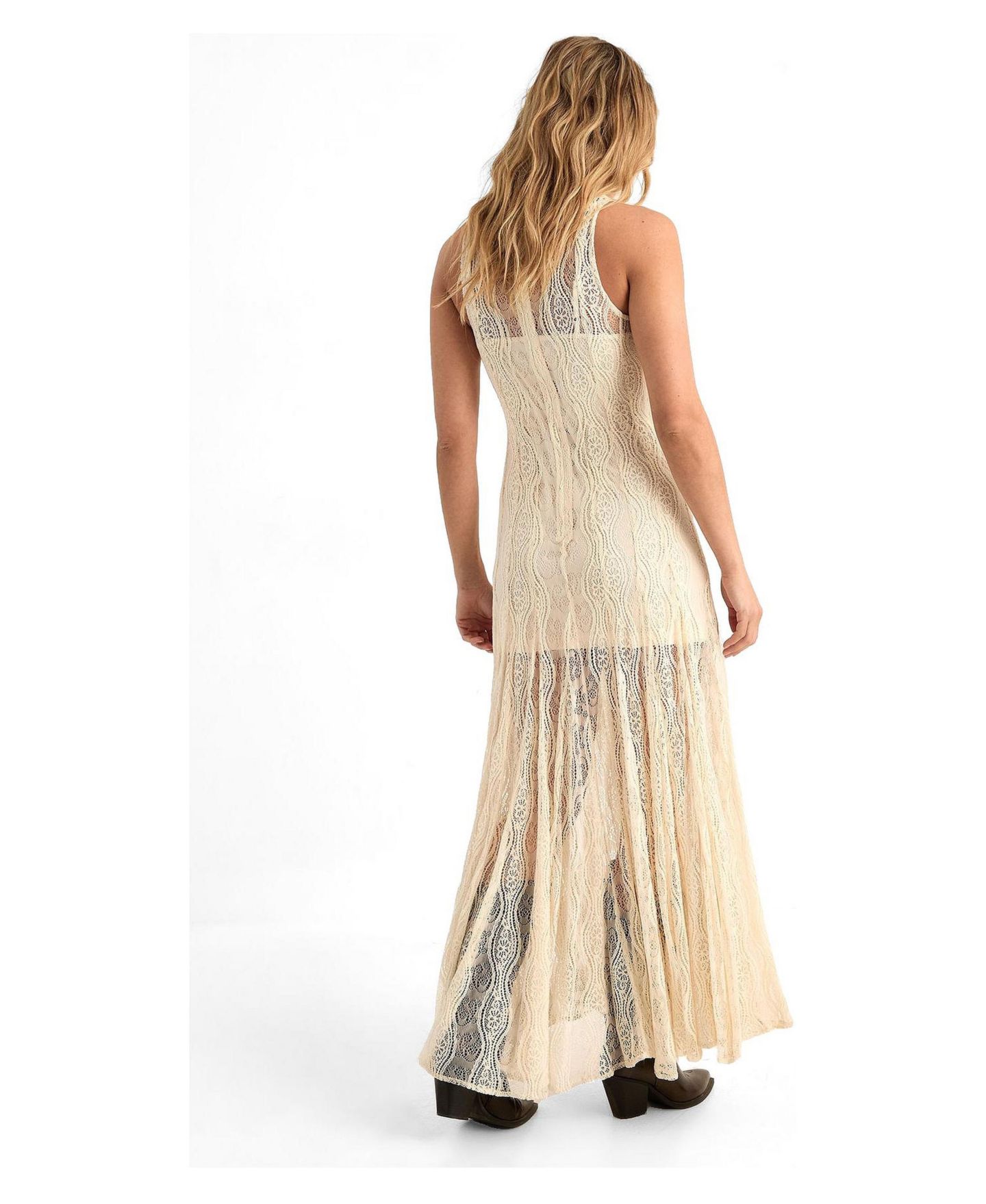 Женское платье Nasty Gal High Neck Lace Godet Hem Maxi, цвет: Кремовый — фото 2