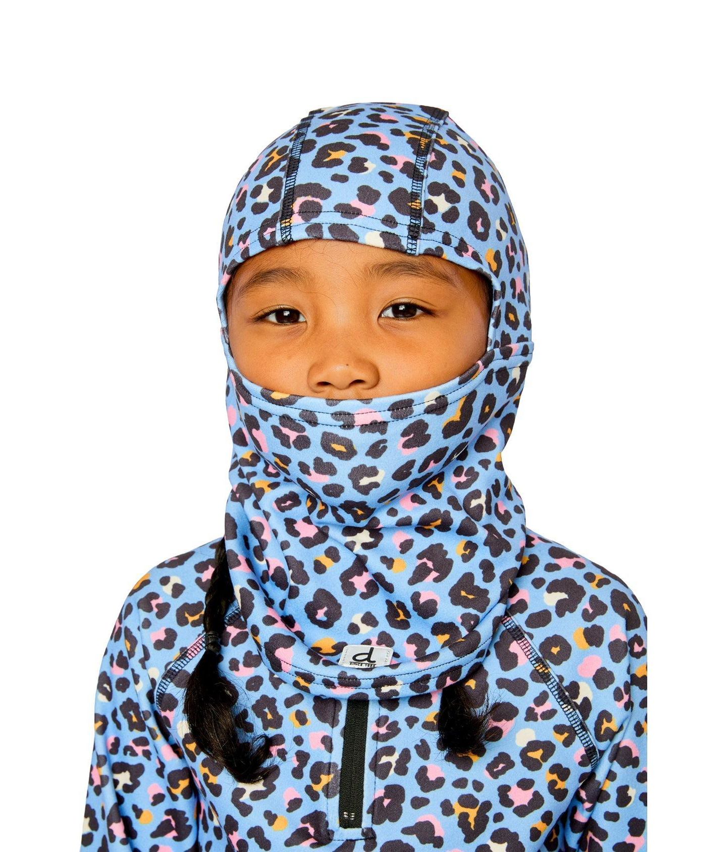 Балаклава Deux par Deux Brushed Jersey Balaclava Leopard Print для девочек, цвет: Синий леопардовый с принтом — фото 2