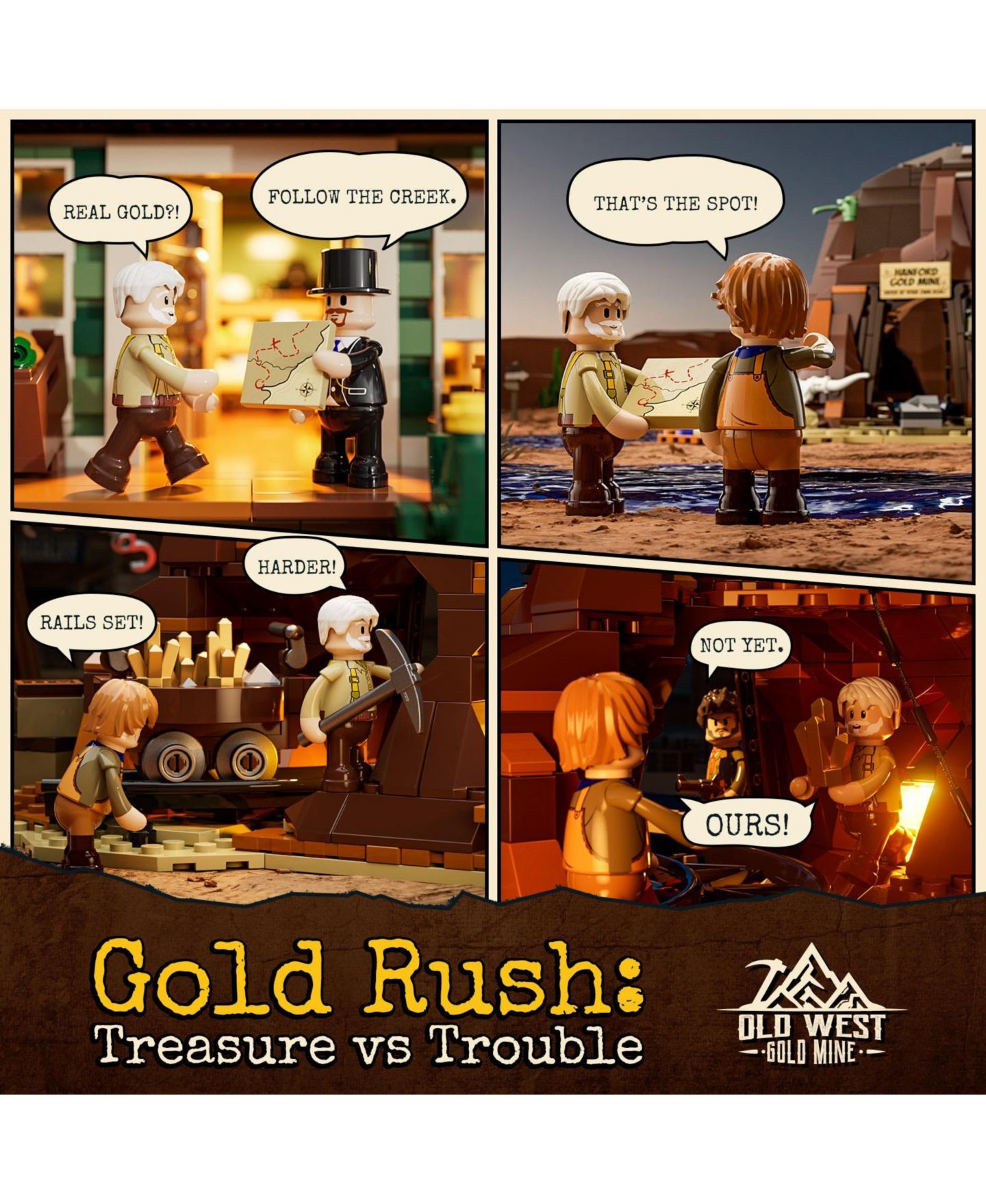 Детский конструктор Lumibricks Western Old West Gold Mine 658-Piece Lighting Building Set, Ages 16+ — фото 9