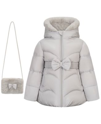 Toddler Girls' 2T-5T Long-Sleeve Belted Coat with Handbag