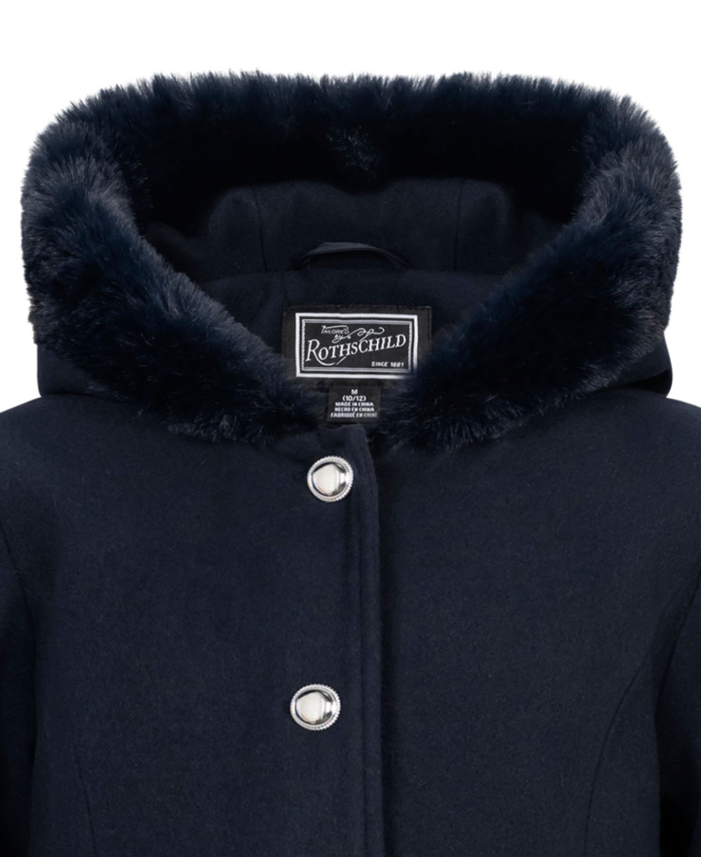 Пальто S Rothschild & CO Long-Sleeve Hooded Fur Trim Coat with Muff для девочек, цвет: Тёмный тёмно-синий — фото 9