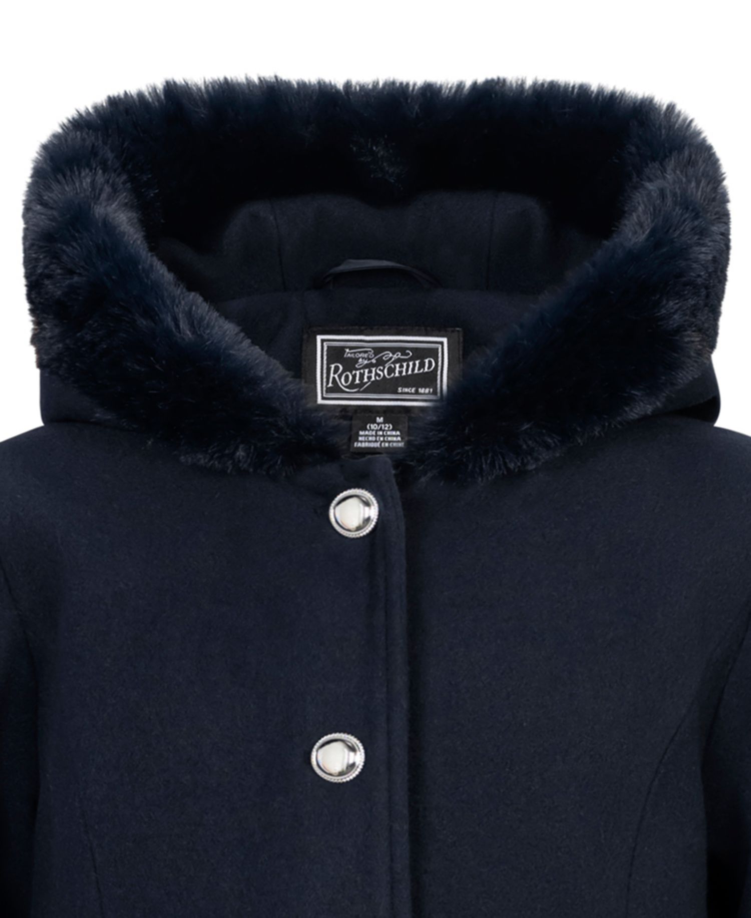 Girls' 6-16 Long-Sleeve Hooded Fur Trim Coat with Muff