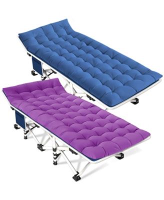 2 Pack Camping Folding Bed With Mattress Oxford Portable Heavy Duty