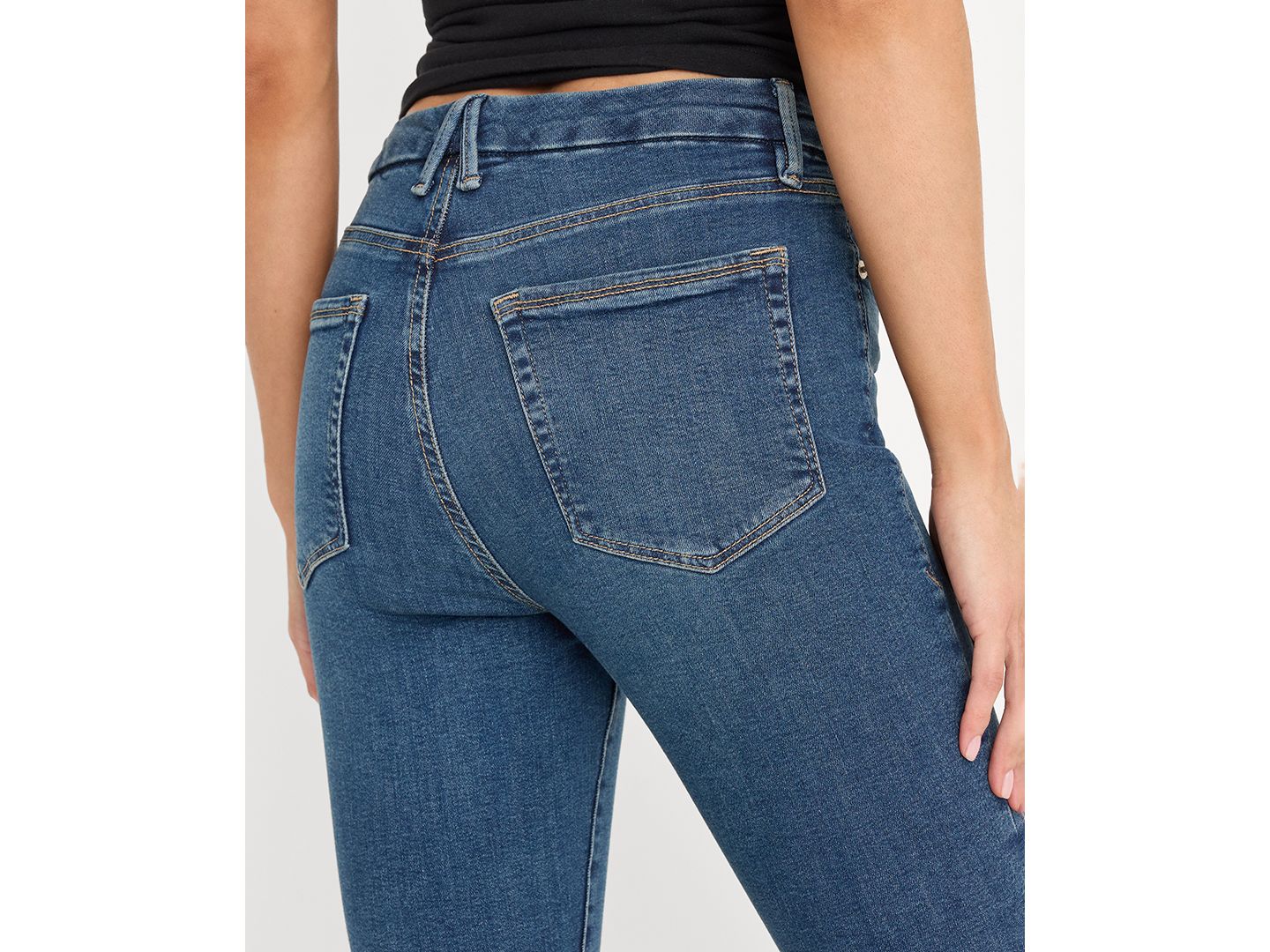 Женские джинсы Good American Good Legs Skinny Mid Rise Jeans, Regular & Plus Size, цвет: Синий — фото 4