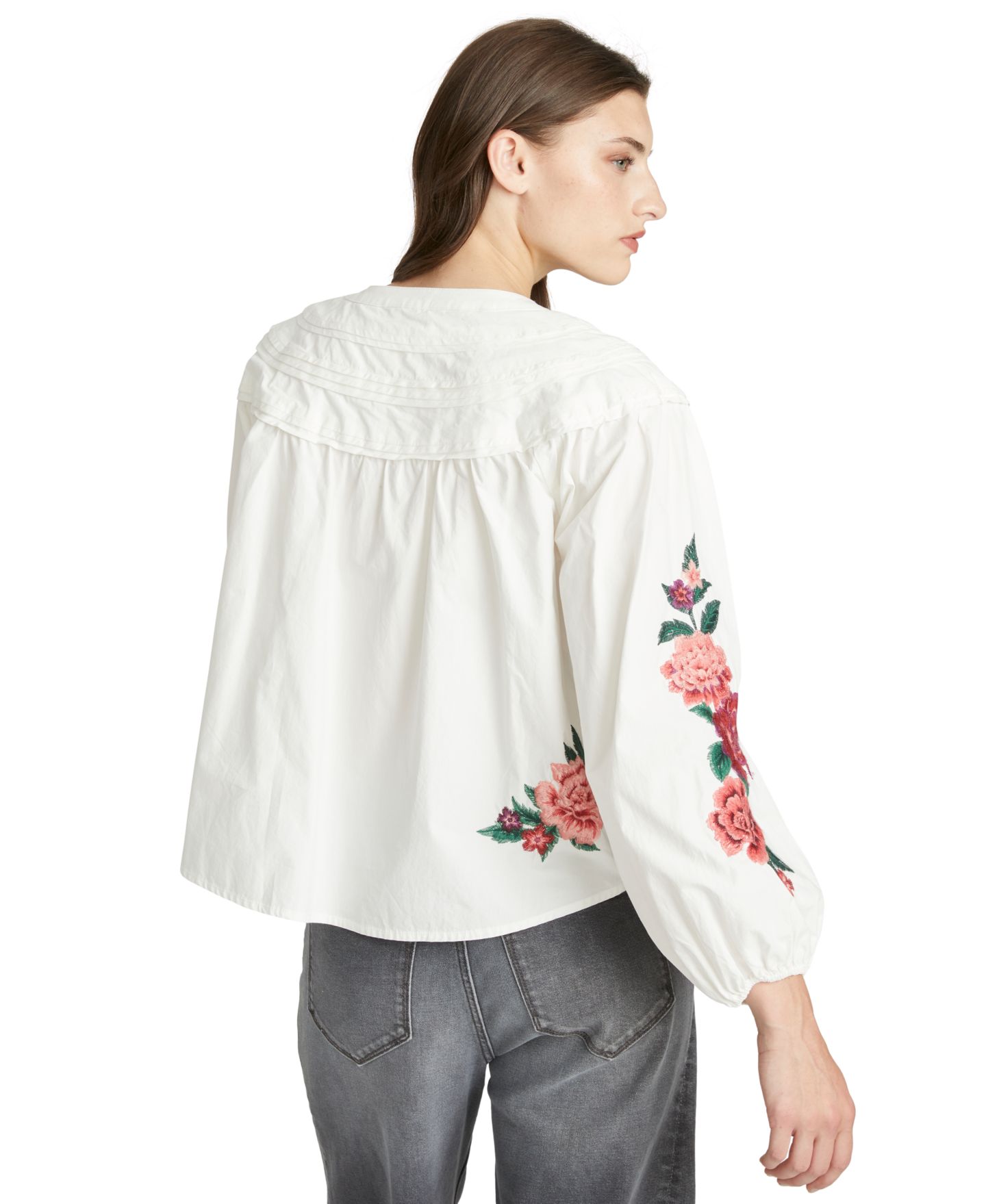 Женская блузка Driftwood Rustic Roses Long-Sleeve Floral-Embroidered, цвет: Белый — фото 6