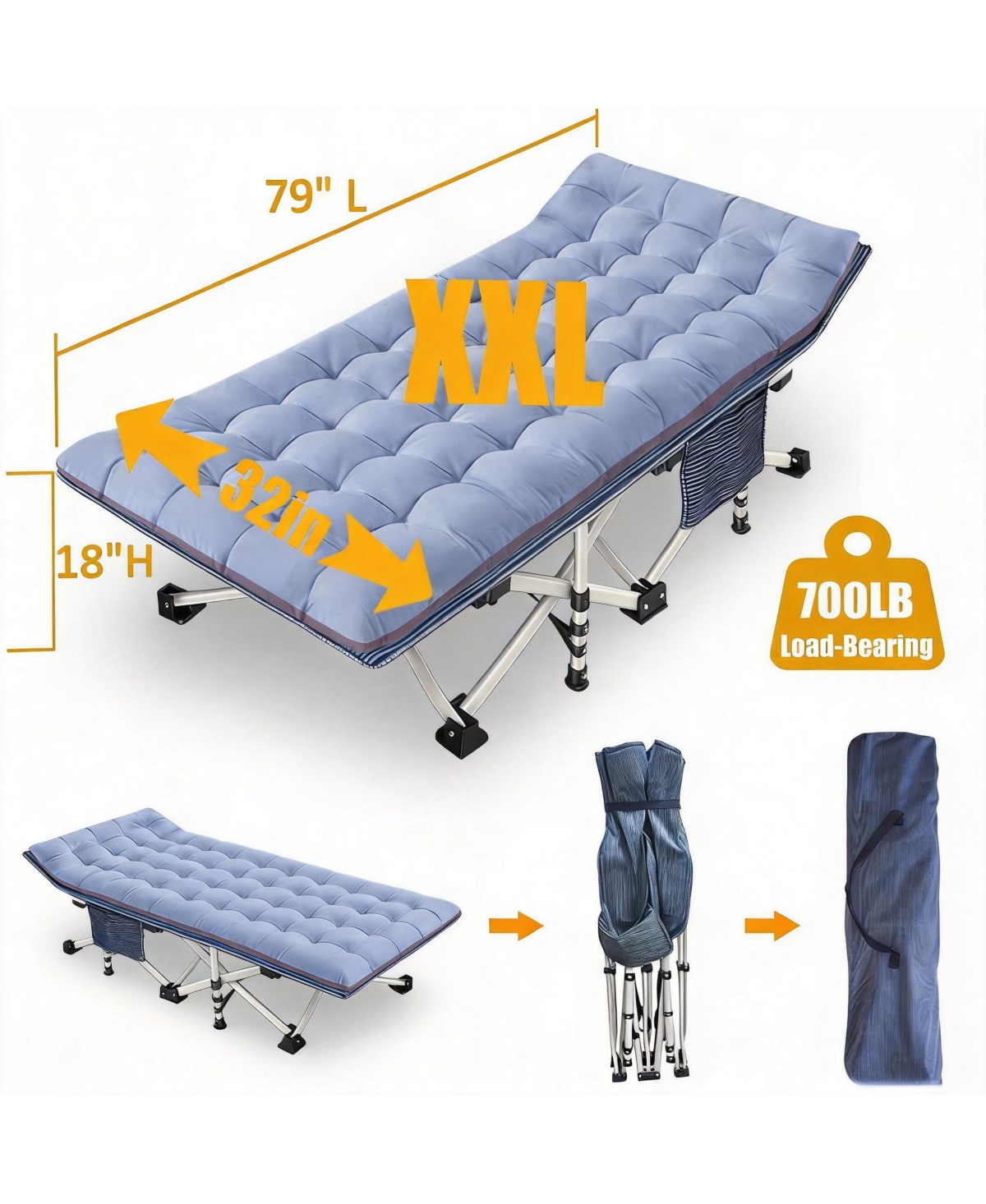 Aofar 2 Pack Camping Cot Folding Bed with Mattress Carry Bag