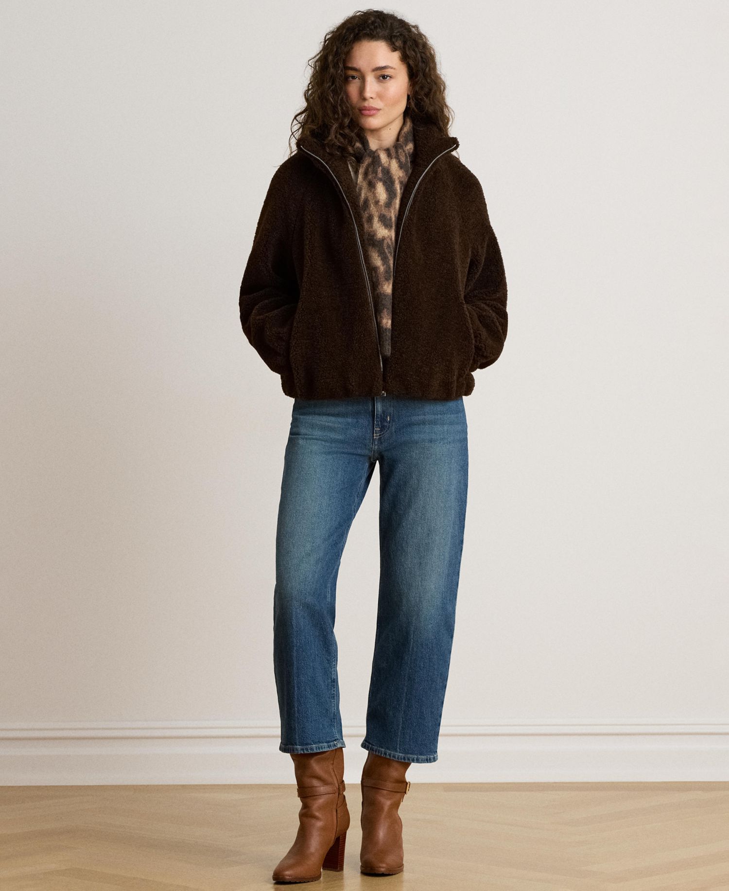 Women's Funnelneck Faux-Shearling Jacket