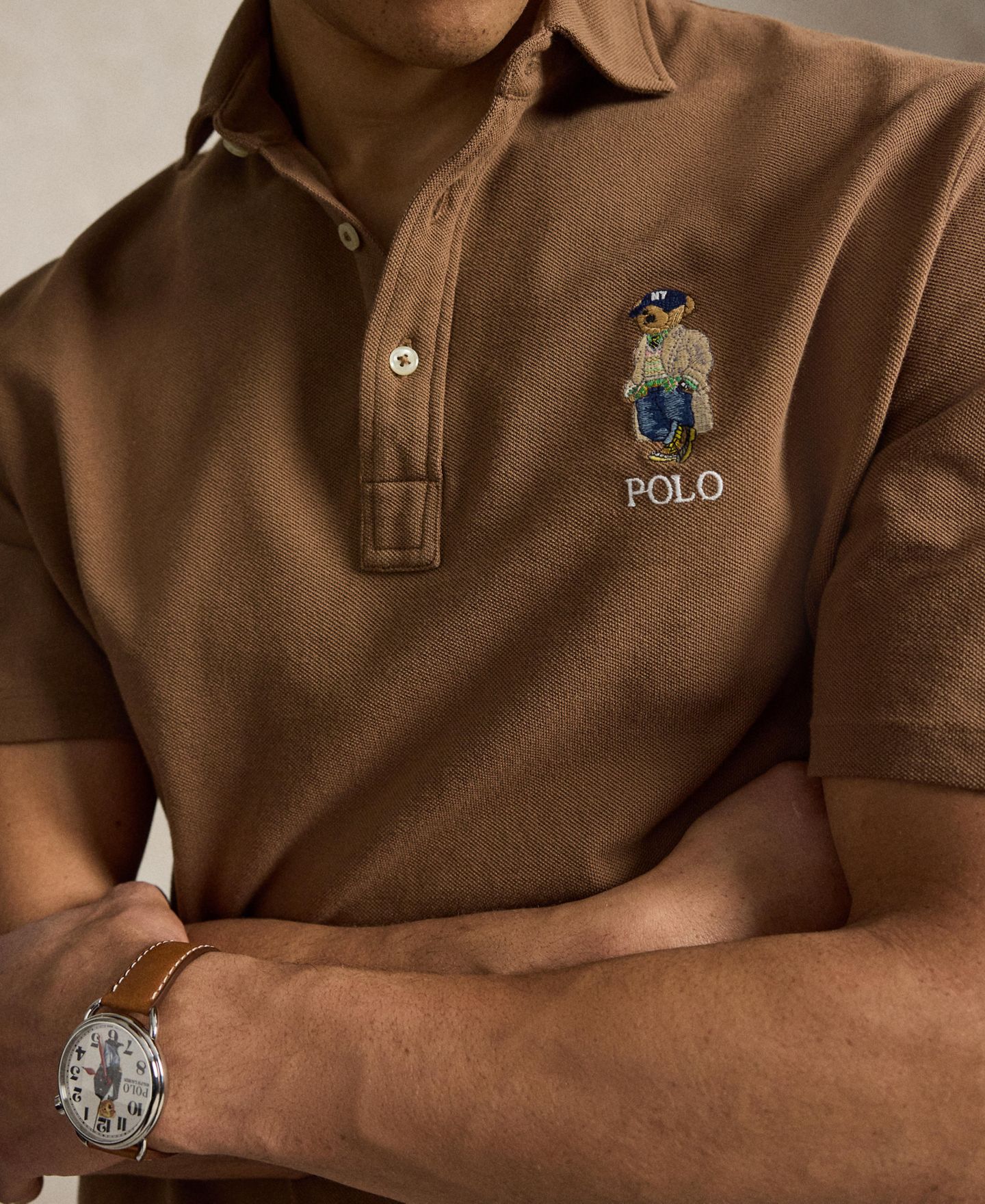 Мужское поло Polo Ralph Lauren Classic-Fit Polo Bear Mesh Polo Shirt, цвет: Коричневый — фото 4