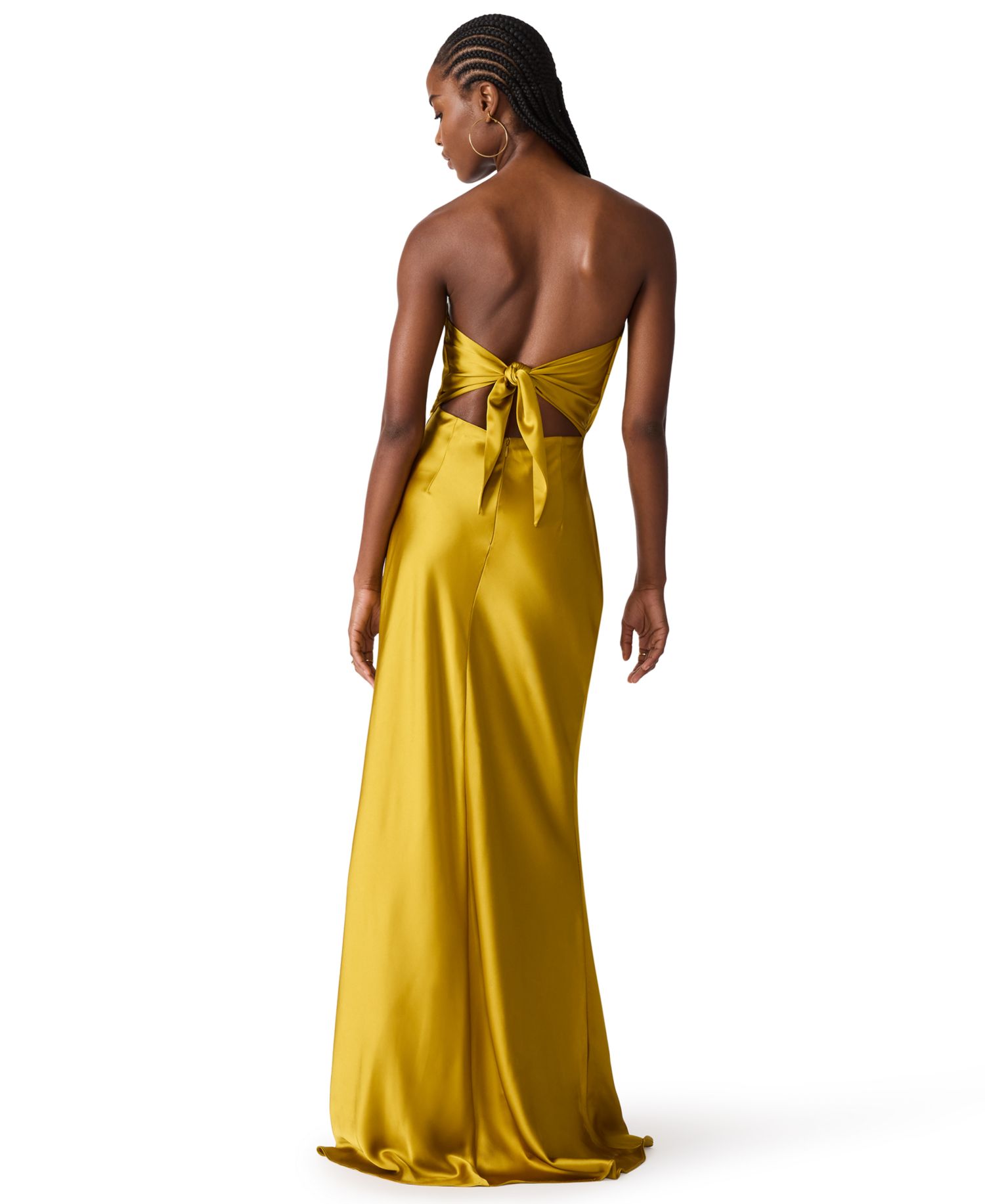 Women's Strapless Open-Back Satin Dress
