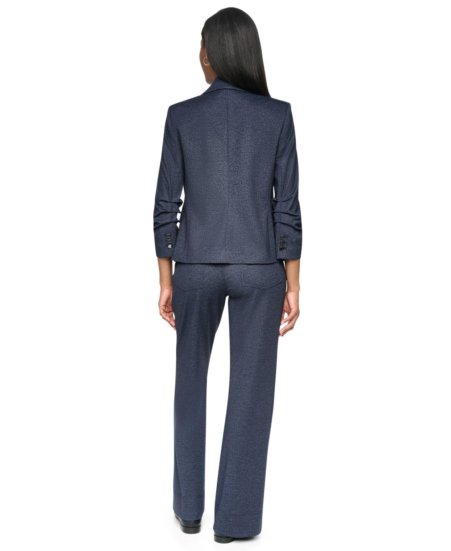 Женский пиджак DKNY Faux Denim Short Ruched-Sleeve Blazer, цвет: Джинсовый — фото 8