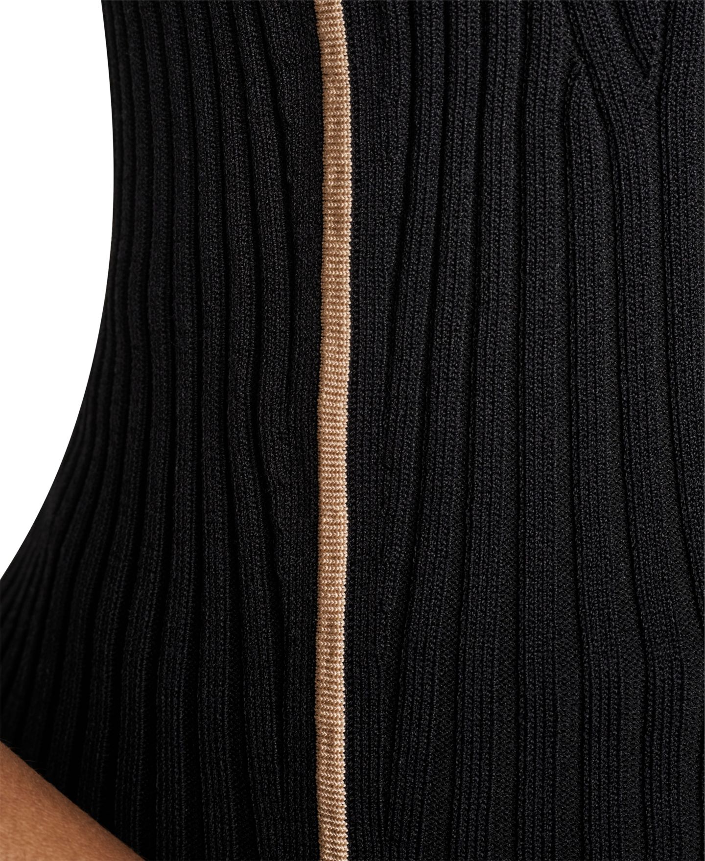Женский свитер DKNY Collared V-Neck Ribbed Knit, цвет: Чёрный / Travertine — фото 7