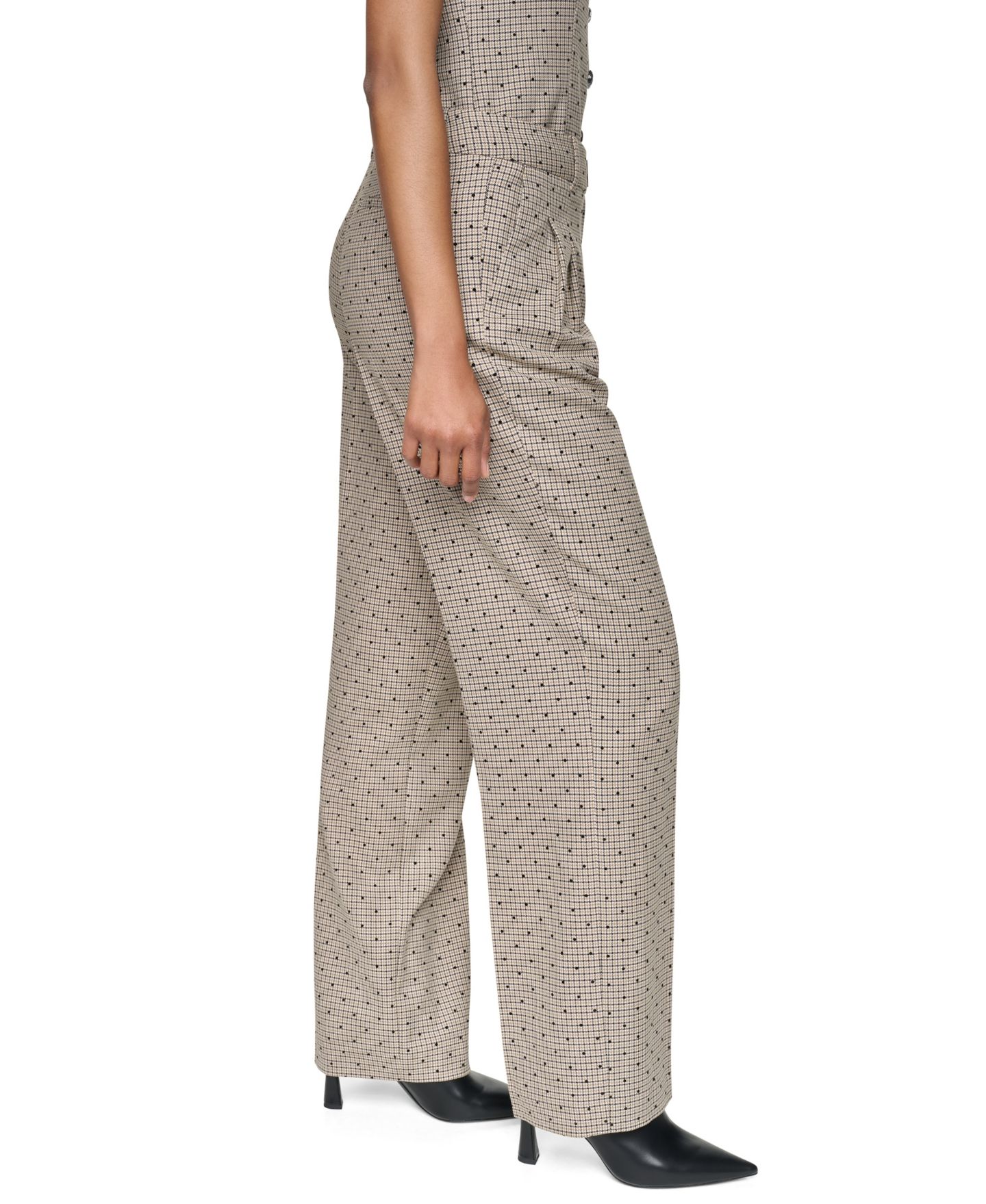 Женские брюки DKNY High-Rise Straight-Leg Full-Length Pants, Regular & Petite, цвет: Чёрный разноцветный — фото 5