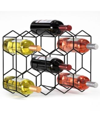 Stackable 14 Bottle Honeycomb Design Metal Wine Rack - Cabinet, Pantry, Bar and More