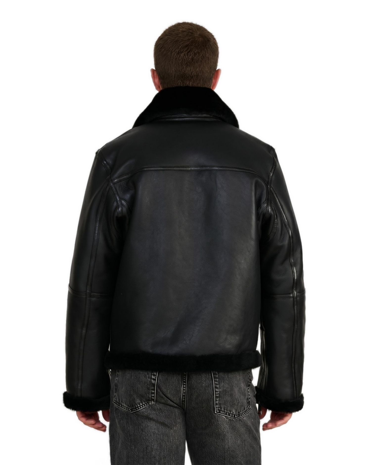 Men's Callahan Black Leather Shearling Jacket