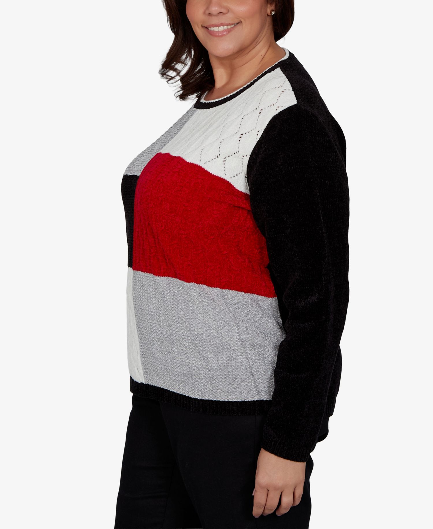 Plus Size Colorblock Textured-Chenille Sweater