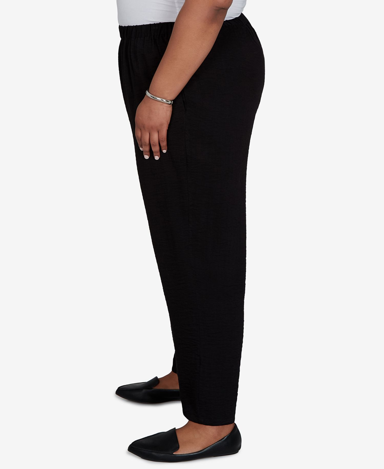 Plus Size Travel Advisory Pull-On Ankle Crinkle-Texture Pants