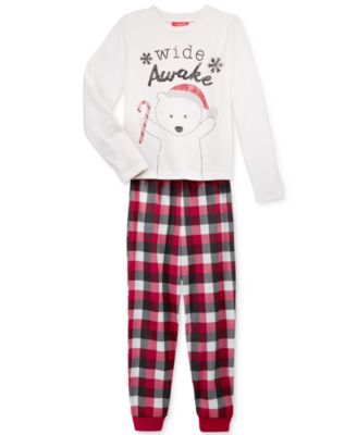 Family Pajamas - Boys' or Girls' Buffalo Plaid Wide Awake Pajama Set