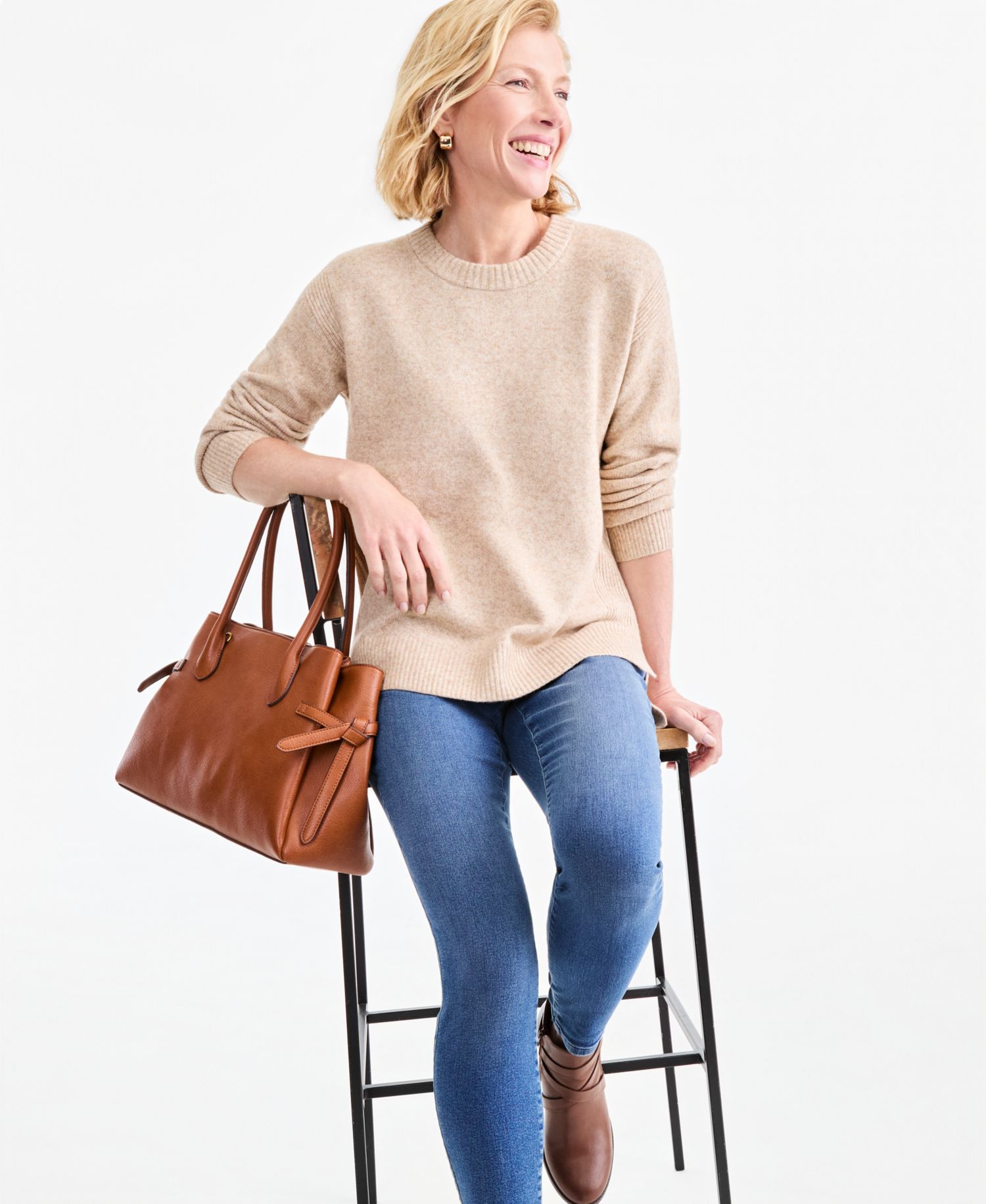 Petite Luxsoft Long-Sleeve Crewneck Sweater
