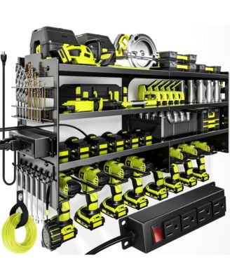 Power Tool Organizer Wall Mount Charging Station Metal Rack Drill Holder Utility Strip