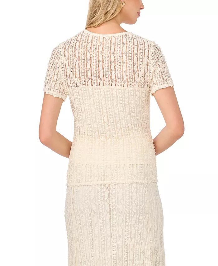 Women's Crochet Sheer Cami-Lined Top - thumbnail 4
