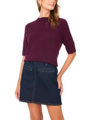Women's Cozy Mock Neck Short-Sleeve Sweater