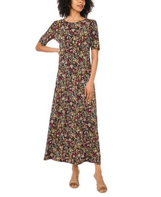 Women's Floral 3/4-Sleeve Maxi Dress