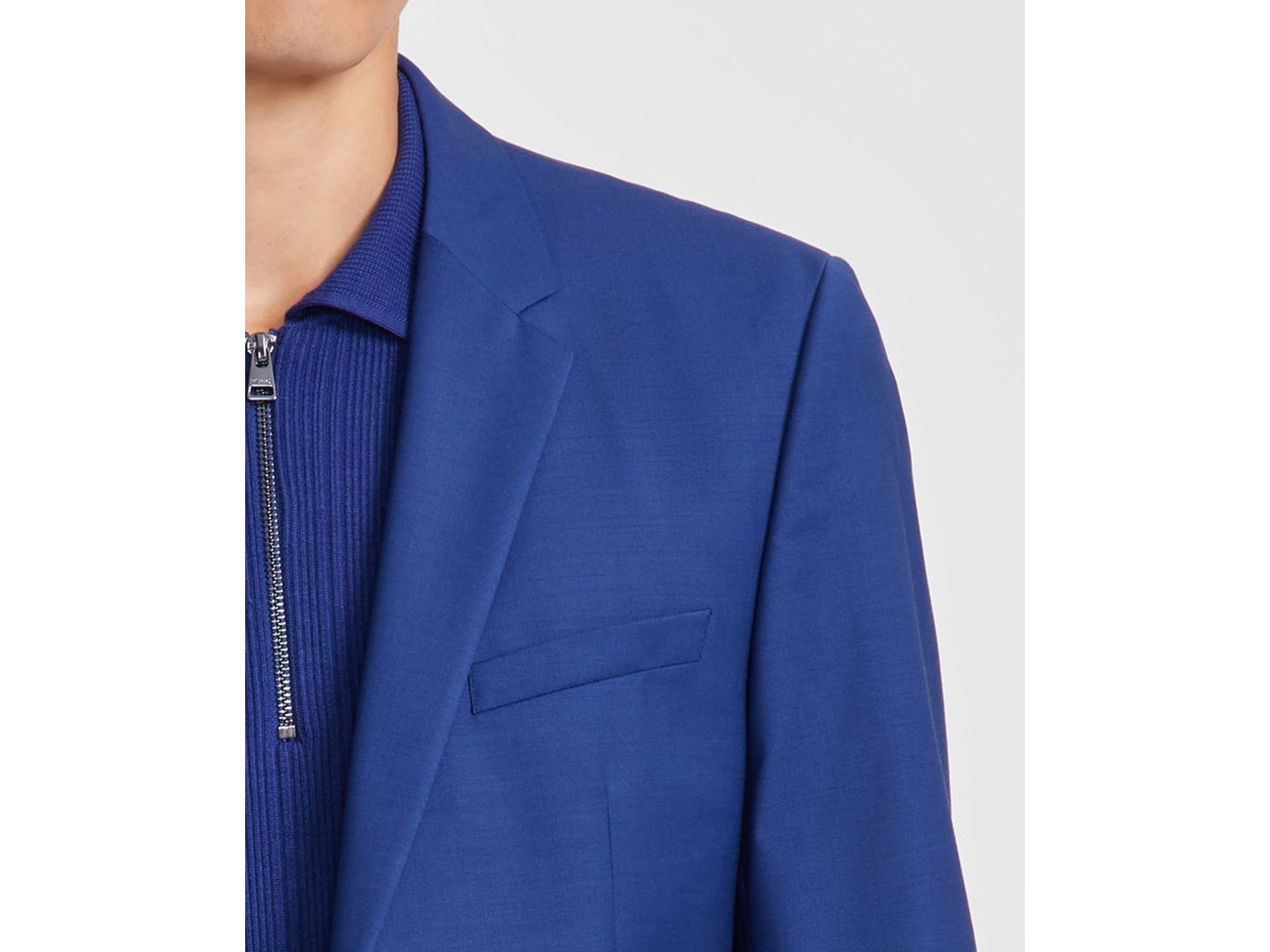 Мужской пиджак Hugo Boss Slim-Fit Superflex Stretch Solid Suit, цвет: Синий — фото 3