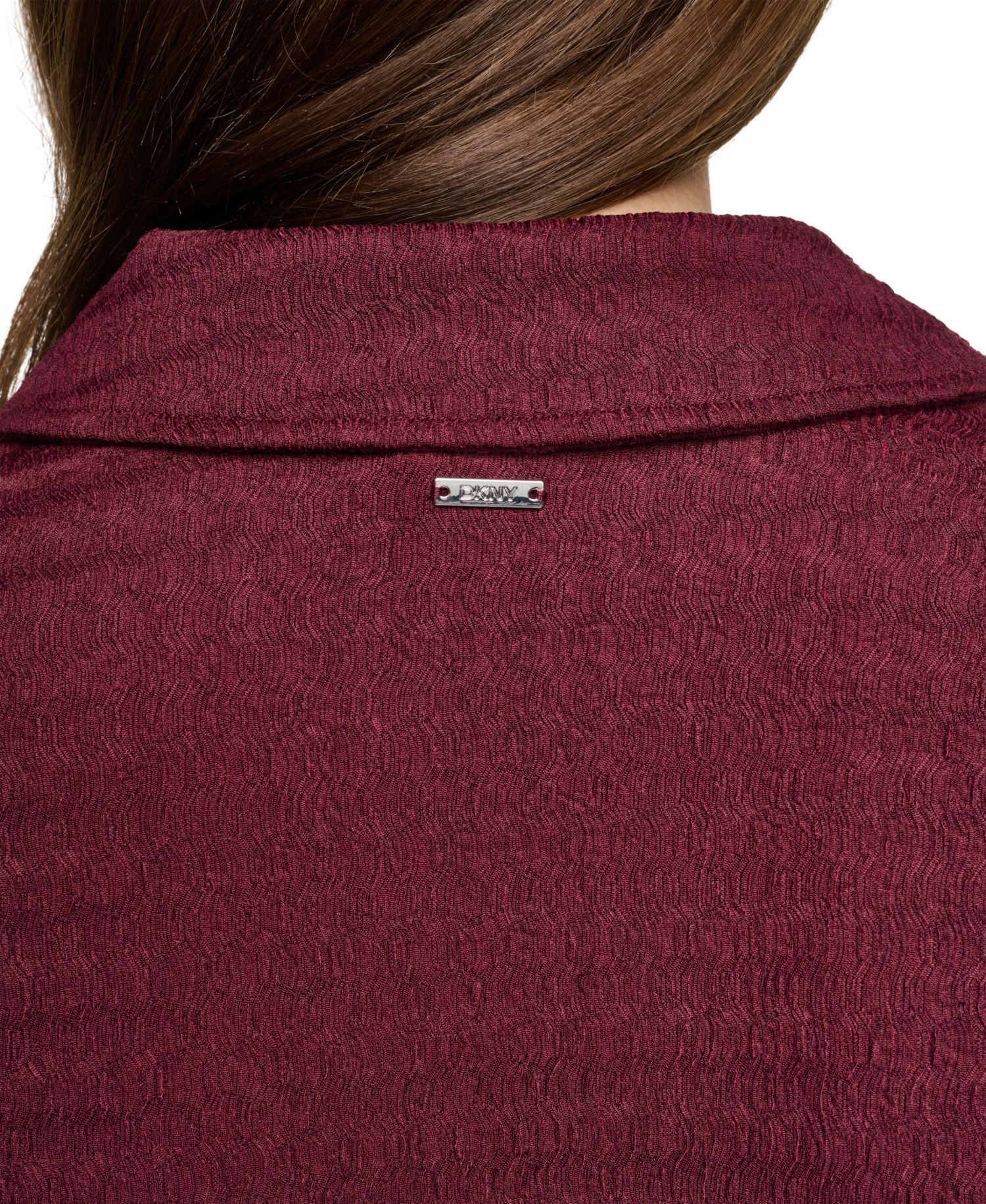Petite Textured Knit Button Front Top