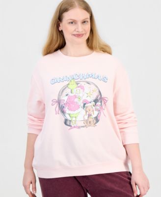 Plus Size Grinchmas Crew Graphic Pullover Fleece Sweatshirt