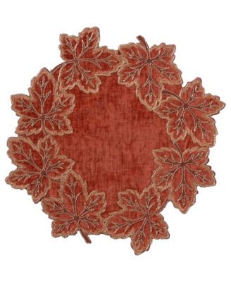 Lurex Leaves Velvet Round Placemat, 15" x 15"