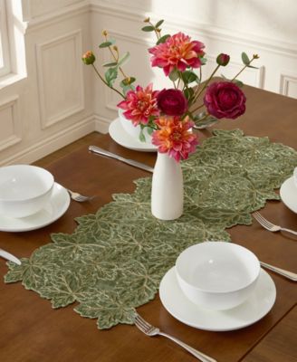 Lurex Leaves Velvet Centerpiece, 14" x 36"