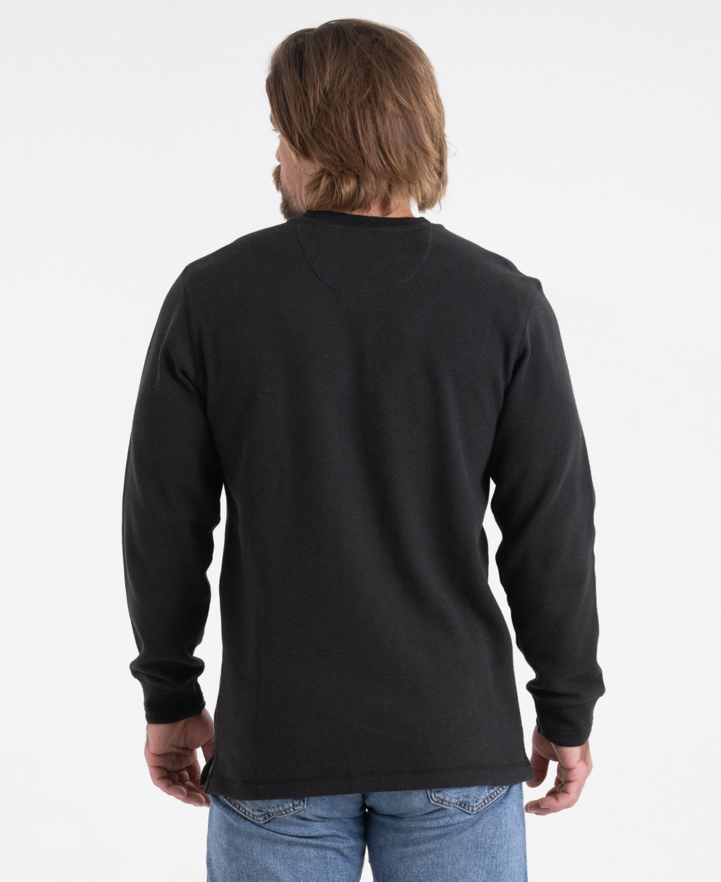 Мужская рубашка Legendary Whitetails Double Layer Thermal Henley Long Sleeve, цвет: Чёрный — фото 2