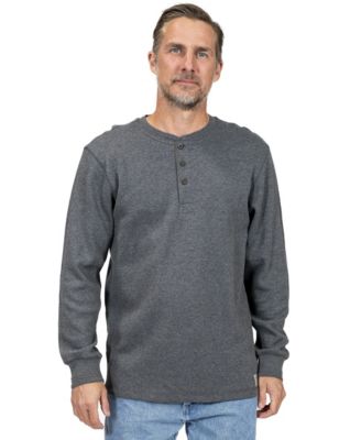 Mens Double Layer Thermal Henley Long Sleeve Shirt