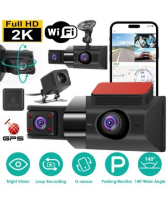 1296P Car DVR Dash Camera 4In 3 Lens Vehicle Driving Recorder Seamless Recording