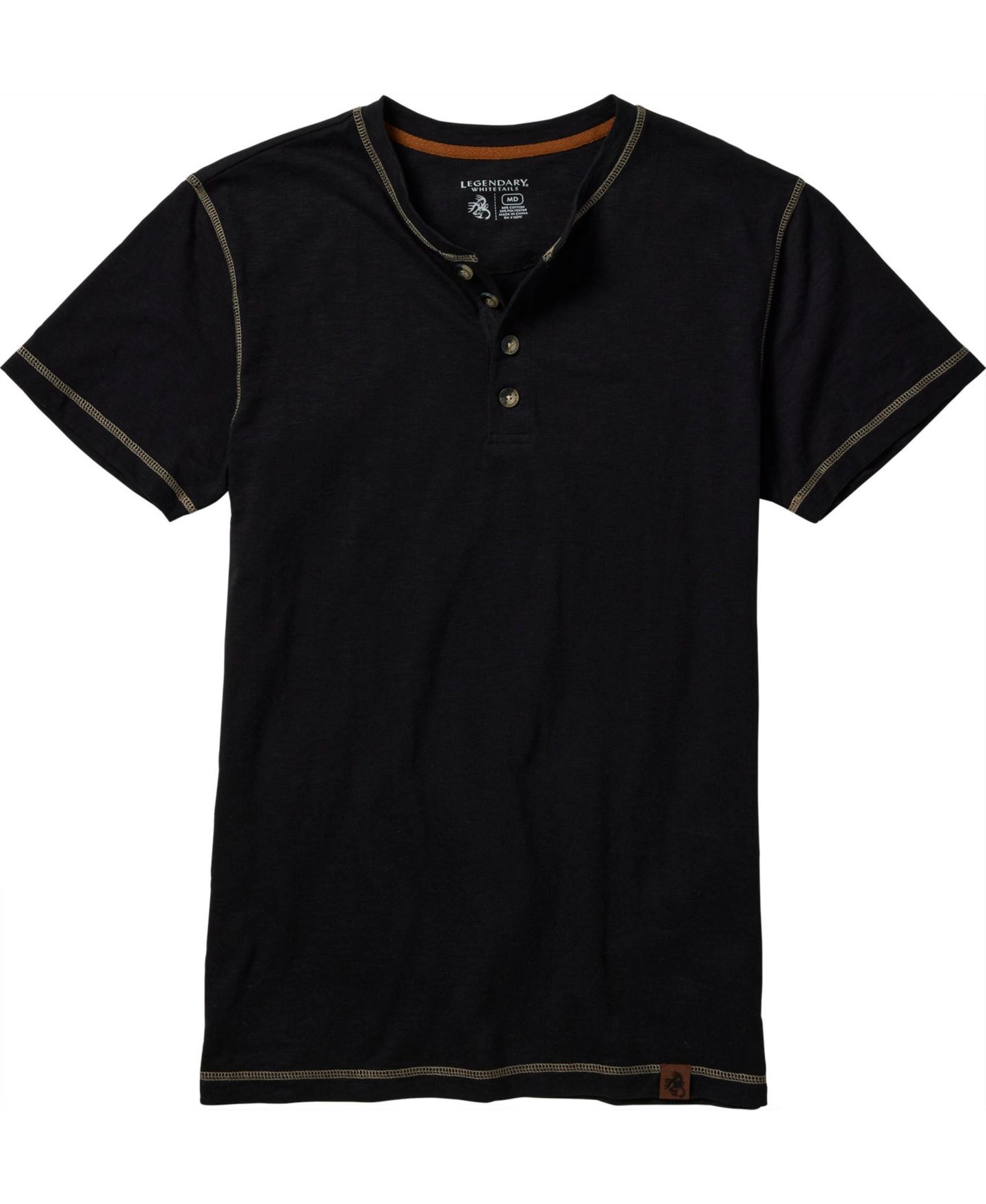Мужская рубашка Legendary Whitetails Maverick Slub Henley Short Sleeve, цвет: Чёрный — фото 3