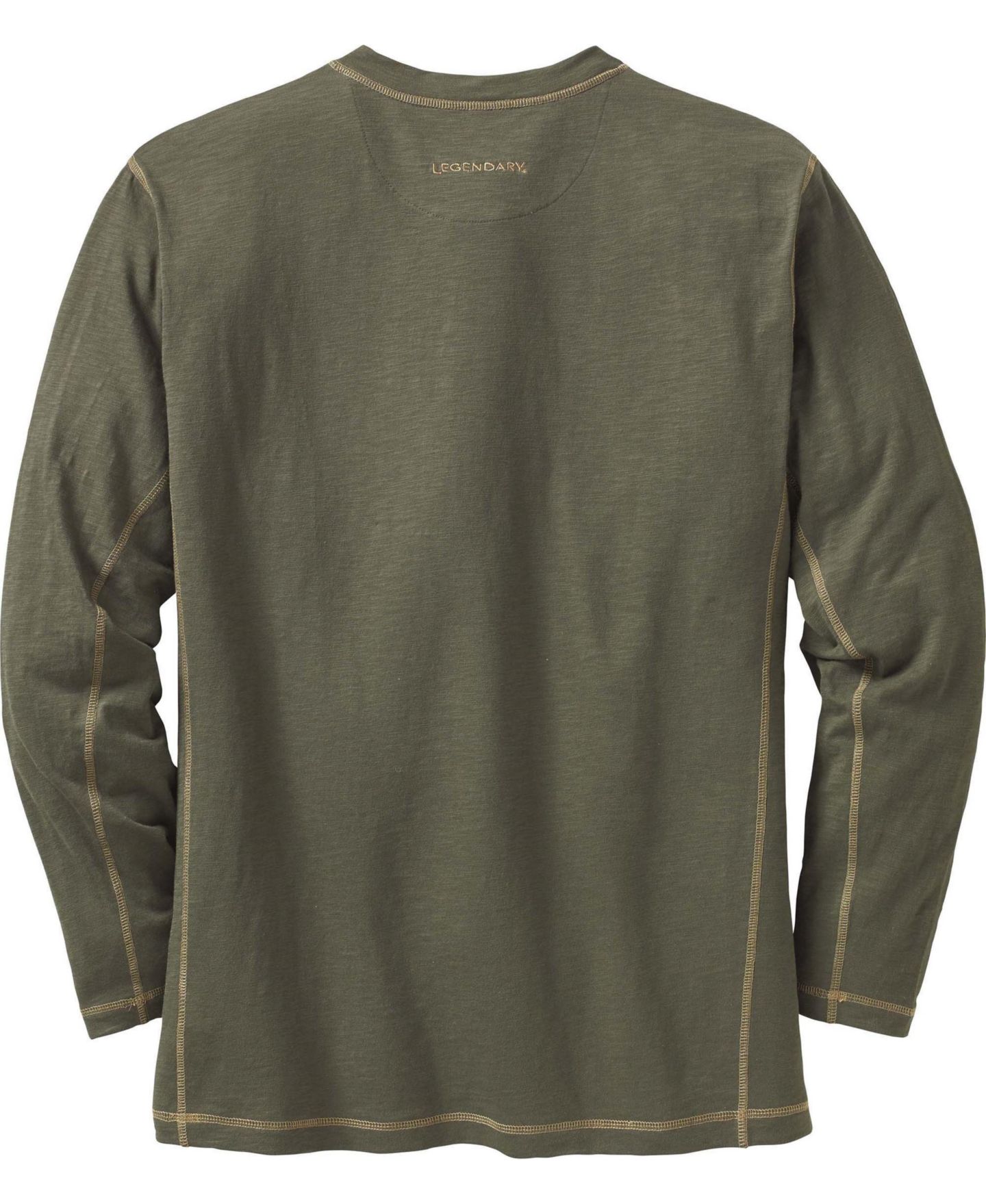 Мужская рубашка Legendary Whitetails Maverick Slub Henley Long Sleeve, цвет: Армейский зелёный — фото 4